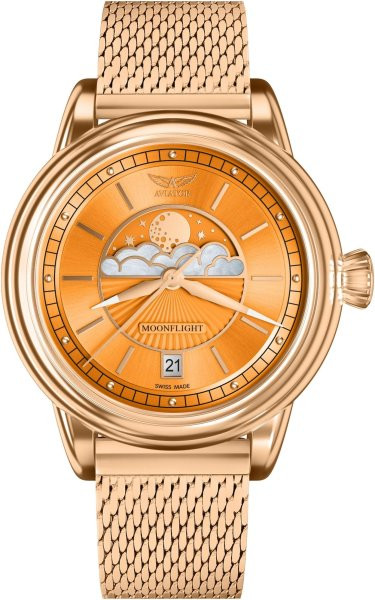 часовник aviator moonflight v 1 33 2 422 5 оранжев циферблат classicwatches.bg