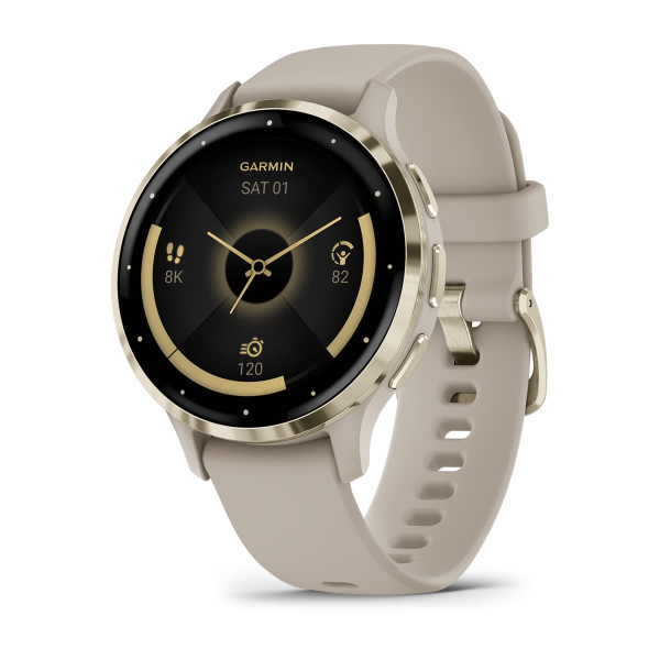 Garmin Venu 3S Soft Gold безел с French Grey корпус и силиконова каишка 010-02785-02