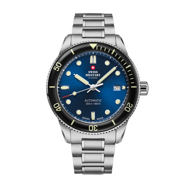 SWISS MILITARY by CHRONO SMA34106.02 автоматичен часовник със син циферблат – classicwatches.bg