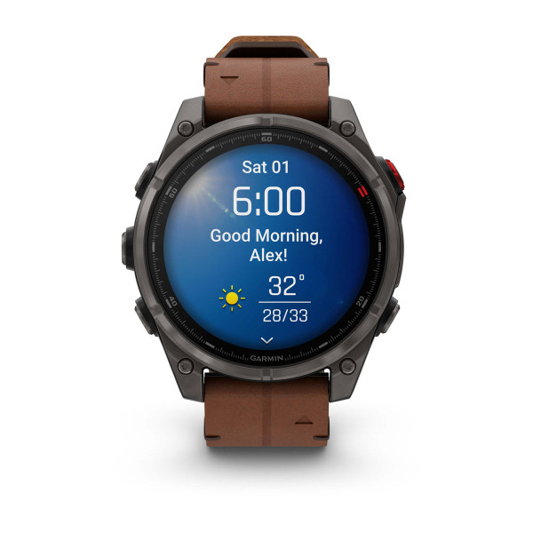 Garmin Fenix 8 Pro Amoled Sapphire Carbon Grey DLC Titanium с Chestnut кожена каишка 010-03198-40
