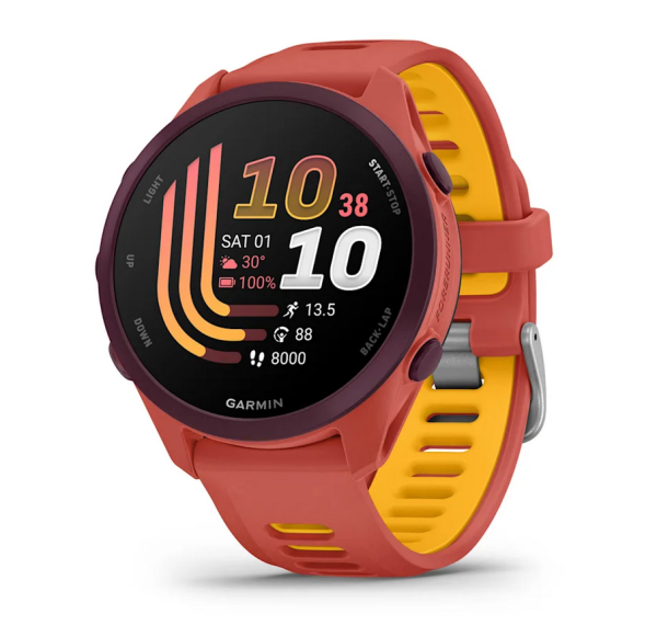 Garmin Forerunner 170 Music Red Pink AMOLED дисплей фронтален изглед