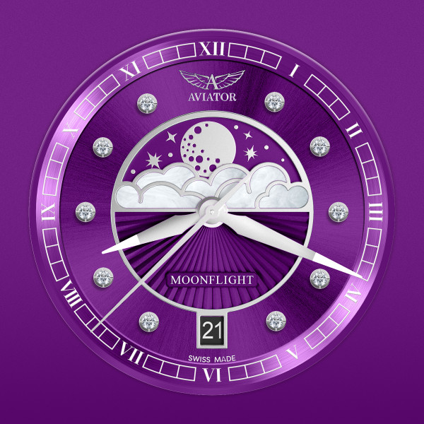 ЧАСОВНИК AVIATOR DOUGLAS MOONFLIGHT DIAMONDS 36M V.1.33.0.361.5