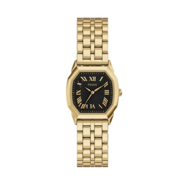 часовник fossil es5433 дамски черен осмоъгълен циферблат златиста верижка classicwatches.bg