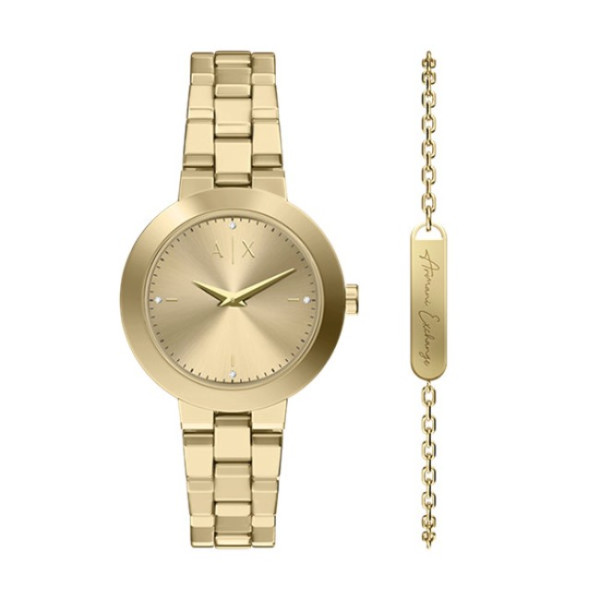 часовник Armani Exchange AX7177SET със златист циферблат и гривна classicwatches.bg