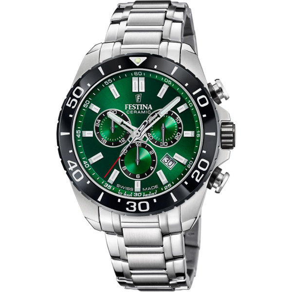 Festina F20042/3 мъжки швейцарски хронограф със зелен циферблат – classicwatches.bg