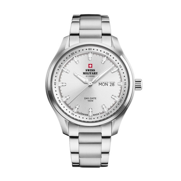 часовник swiss military sm34116.02 сребрист циферблат сребриста верижка classicwatches.bg
