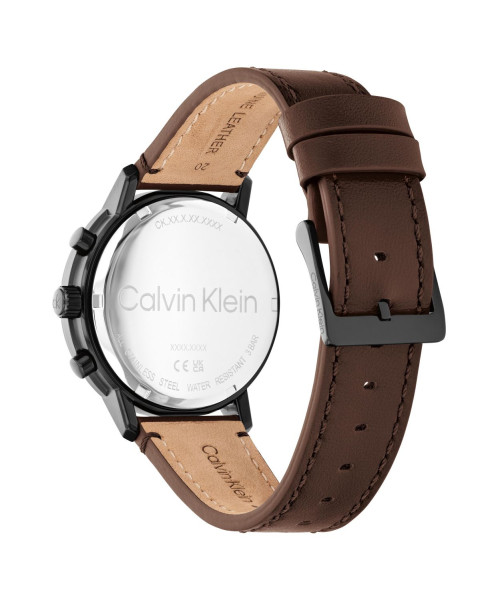 Calvin Klein 25200498 мъжки часовник с черно PVD корпус и кожена каишка – ClassicWatches.bg