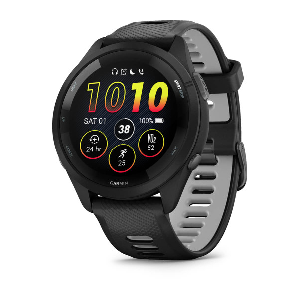 Garmin Forerunner 265 Black безел и корпус с Black/Powder Gray силиконова каишка 010-02810-10