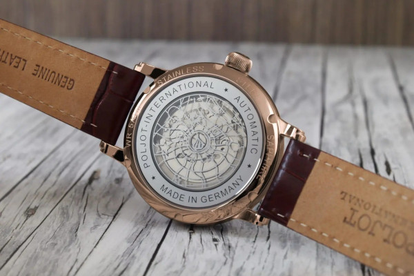 Часовник POLJOT INTERNATIONAL Jaros Open Heart 42mm 38NH.4286811 – сребрист циферблат с отворен механизъм – classicwatches.bg