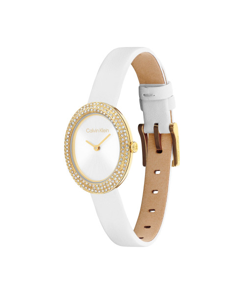 часовник calvin klein 25100146 бяла кожена каишка classicwatches.bg