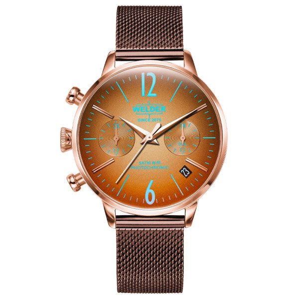часовник welder moody wwrc736 дамски розово злато шоколадова верижка classicwatches.bg