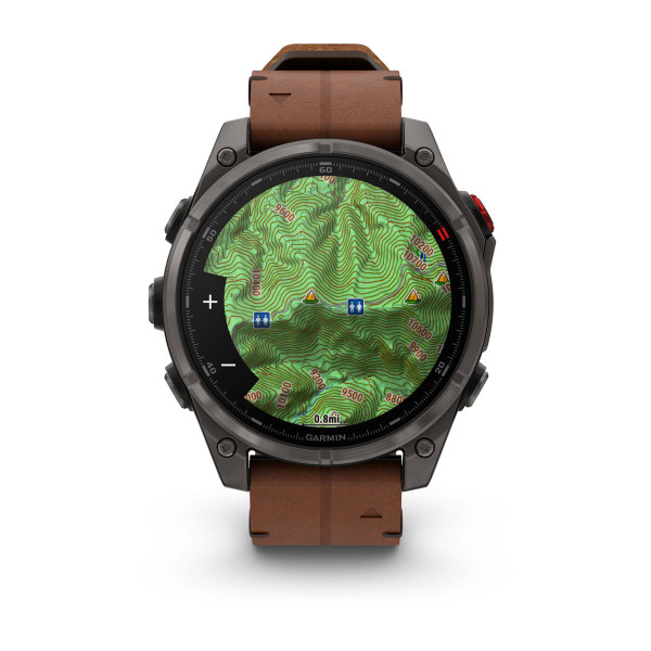 Garmin Fenix 8 Pro Amoled Sapphire Carbon Grey DLC Titanium с Chestnut кожена каишка 010-03198-40