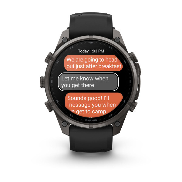 Garmin Fenix 9 Pro inReach Carbon Gray DLC Titanium с Black/Pebble Grey силиконова каишка 010-04336-11