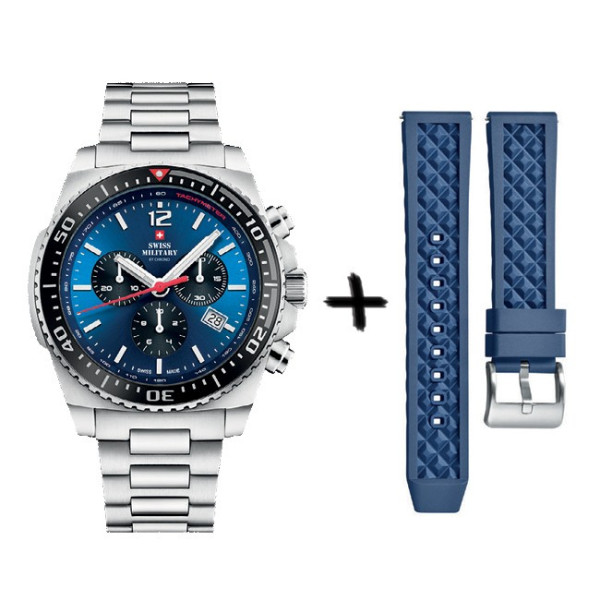 Swiss Military By Chrono SM34093.02SET BLUE мъжки кварцов часовник със син циферблат – classicwatches.bg