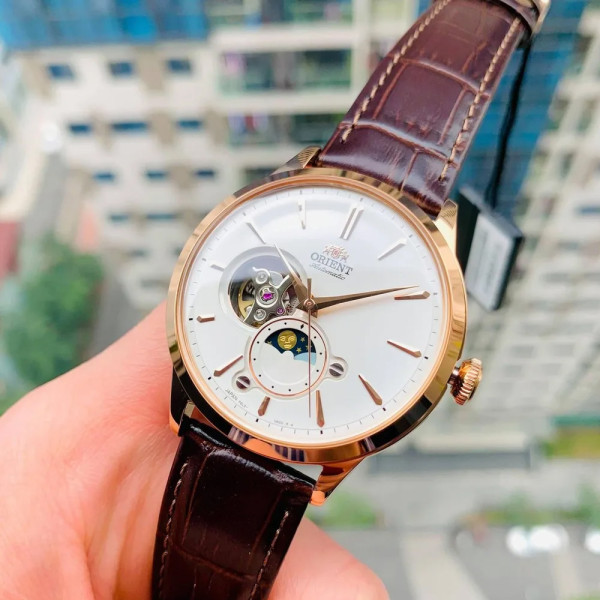 Orient RA AS0102S полу скелетън циферблат кафява кожена каишка classicwatches.bg