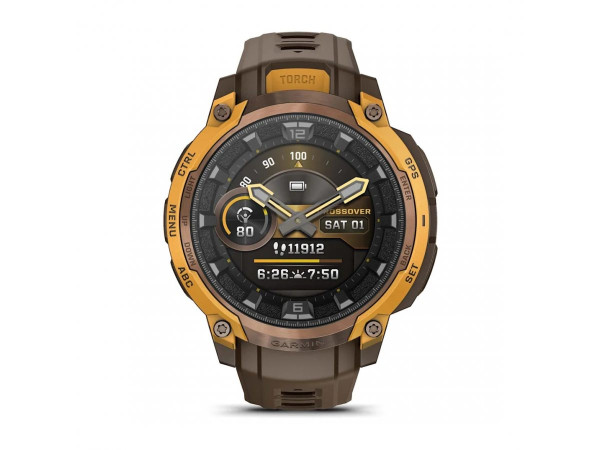 Garmin Instinct Crossover AMOLED Bronze/Sunburst – LED фенер, multi-band GPS SatIQ™ и спортни профили – ClassicWatches.bg2