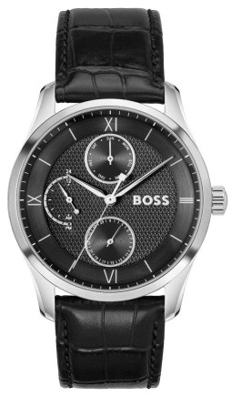 HUGO BOSS 1514272 мъжки часовник с кожена каишка и тъмен циферблат – classicwatches.bg