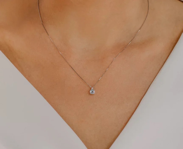 COMETE ЗЛАТНО КОЛИЕ С ДИАМАНТ И АКВАМАРИН GLB1383