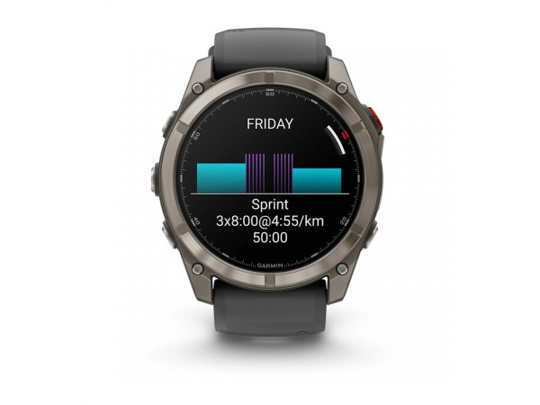 GARMIN FENIX 8 PRO 51MM AMOLED SAPPHIRE TITANIUM С GRAPHITE/BLACK СИЛИКОНОВА КАИШКА 010-03199-11