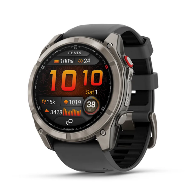 GARMIN FENIX 8 PRO 51MM AMOLED SAPPHIRE TITANIUM С GRAPHITE/BLACK СИЛИКОНОВА КАИШКА 010-03199-11