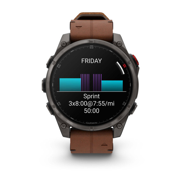 Garmin Fenix 8 Pro Amoled Sapphire Carbon Grey DLC Titanium с Chestnut кожена каишка 010-03198-40