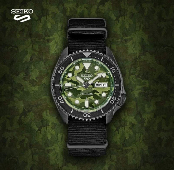 SEIKO 5 SPORTS CAMOUFLAGE STREET STYLE  CORSO VINCI  42.5MM MEN'S WATCH SRPJ37K1