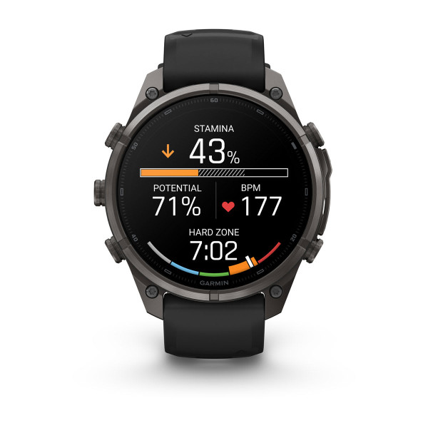 Garmin Fenix 9 Pro inReach Carbon Gray DLC Titanium с Black/Pebble Grey силиконова каишка 010-04336-11