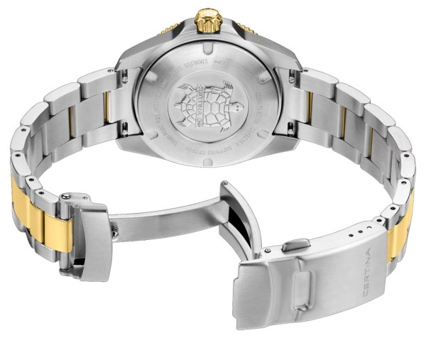 златиста стоманена верижка и седефен циферблат Certina