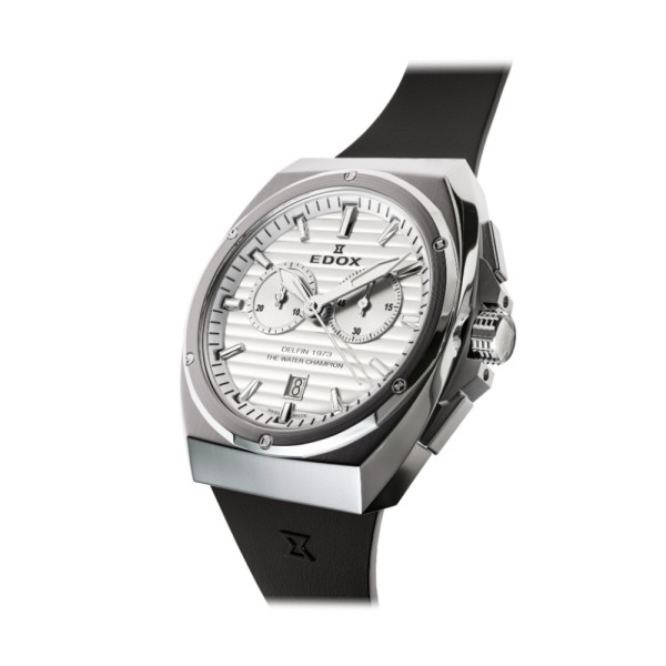 Edox Delfin 1973 хронограф сребрист циферблат 43 мм