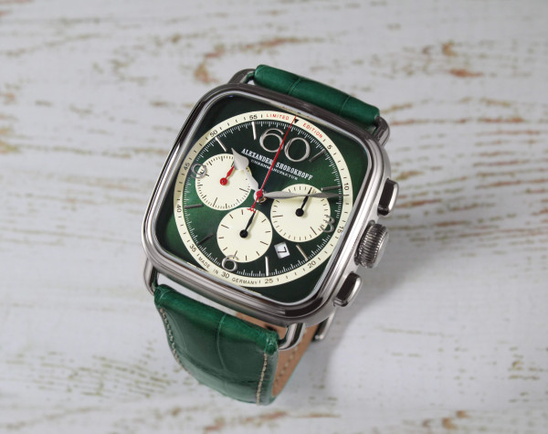 часовник alexander shorokhoff квадратен корпус зелен циферблат classicwatches.bg