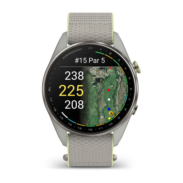 Garmin Approach S72 Silver/Citron Titanium Bezel с Fog Grey/Citron ComfortFit Fabric каишка 010-04148-04