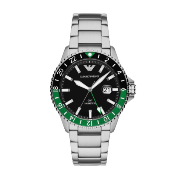 мъжки часовник emporio armani ar11589 с черен циферблат и GMT функция – изглед отпред – ClassicWatches.bg