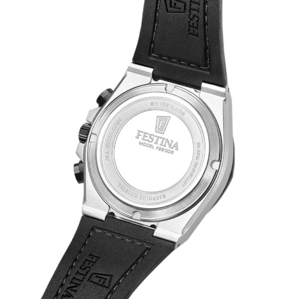 festina swiss made хронограф със зелен коженa каишка
