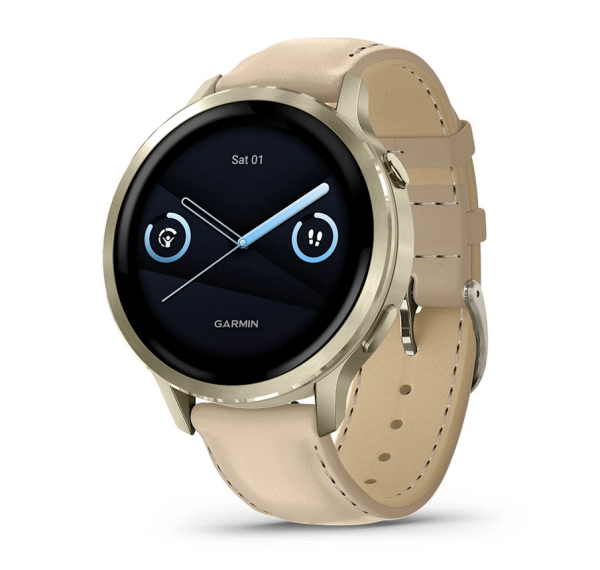 Garmin Venu 4 41mm Lunar Gold/Light Sand – GPS смарт часовник с LED фенер – ClassicWatches.bg
