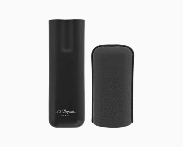 Калъф за 2 пури S.T.Dupont Black Grained And Matte Black Double Cigar Case 183240