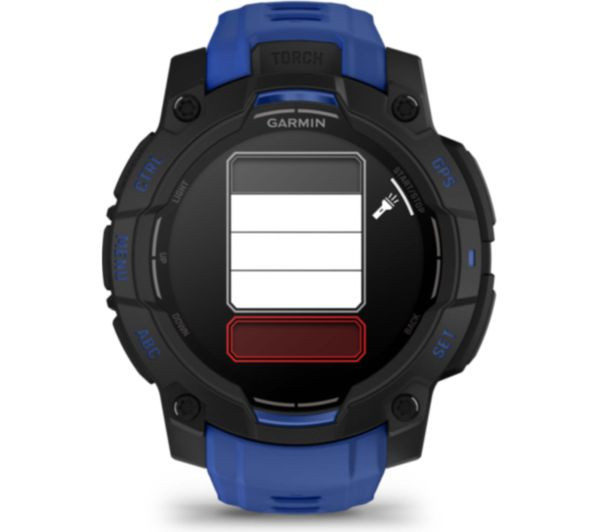 Garmin Instinct Crossover Black/Bolt Blue – тактически GPS смарт часовник за outdoor приключения – ClassicWatches.bg
