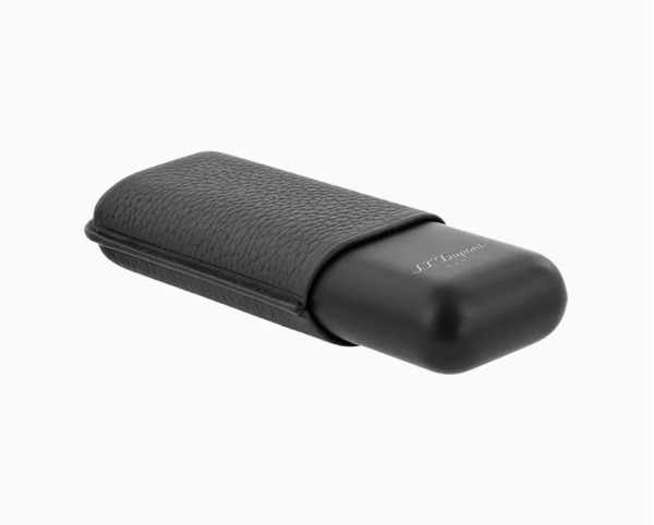 Калъф за 2 пури S.T.Dupont Black Grained And Matte Black Double Cigar Case 183240