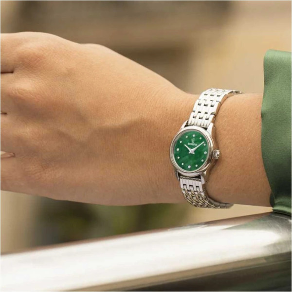 festina mademoiselle дамски часовник със зелен седефен дисплей
