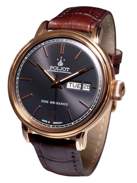 часовник new jaroslavl 2427.1540994 черен циферблат кафява каишка classicwatches.bg