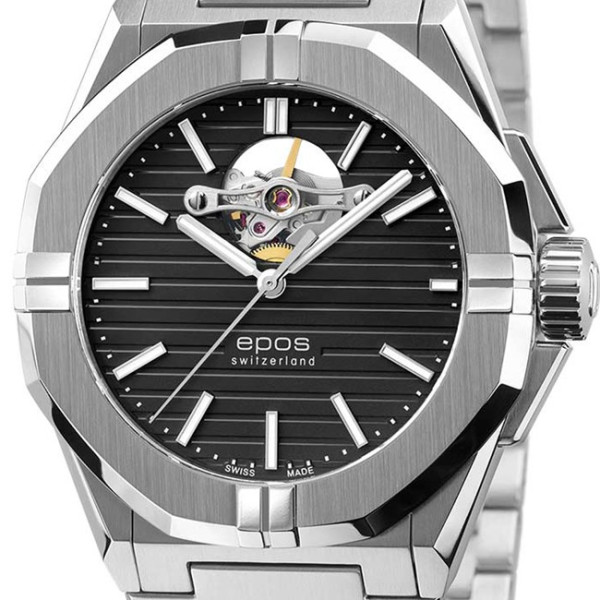 epos swiss made часовник skeleton баланс отворен механизъм метална верижка classicwatches.bg