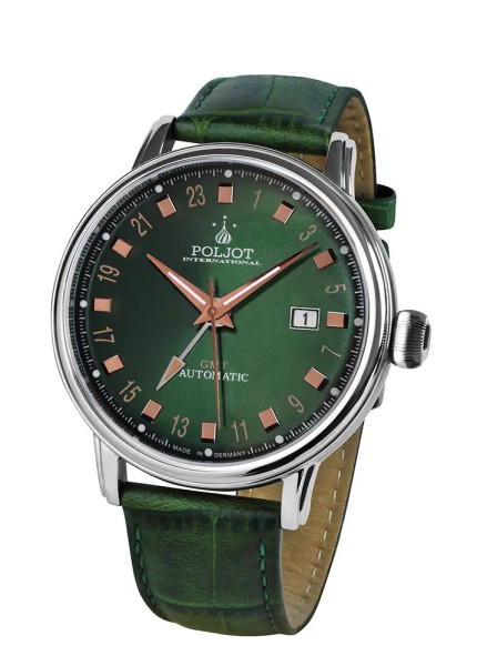 Часовник Poljot International Jaros GMT 34NH.4200113 със зелен циферблат – classicwatches.bg