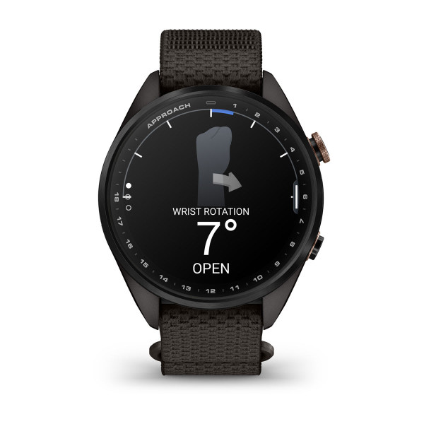 Garmin Approach S72 Carbon Gray/Heritage Bronze DLC Titanium Bezel с Pebble Grey ComfortFit Fabric каишка 010-04147-02