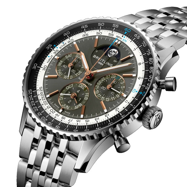 часовник breitling navitimer вечен календар лунна фаза стоманена верижка classicwatches.bg