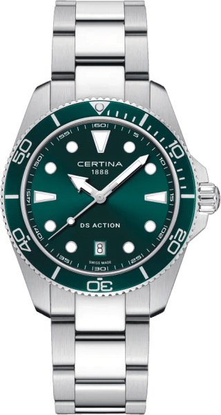 Certina DS Action 40mm C048.410.11.091.00 мъжки часовник с зелен циферблат и стоманена верижка – classicwatches.bg