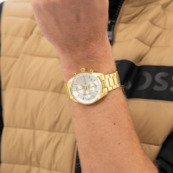 HUGO BOSS 1514261 мъжки спортно-елегантен хронограф със златисто PVD – classicwatches.bg