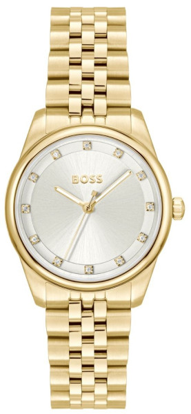 HUGO BOSS 1502810 дамски кварцов часовник с цирконии и жълто PVD – classicwatches.bg