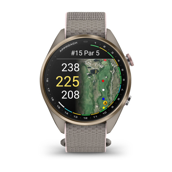Garmin Approach S72 Soft Gold/Blush Pink Titanium Bezel с French Grey/Blush Pink ComfortFit Fabric каишка 010-04147-04