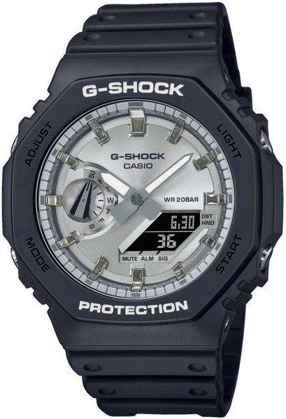 Часовник Casio G-Shock GA-2100SB-1AER аналогово-дигитален модел с карбонов корпус и сребрист циферблат – оригинален от ClassicWatches.bg