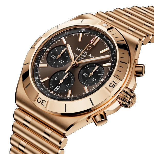 часовник breitling chronomat 18к розово злато кафяв циферблат classicwatches.bg