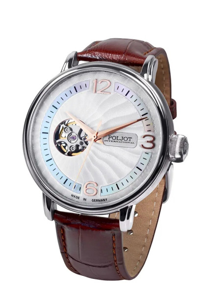 Часовник POLJOT INTERNATIONAL Jaros Open Heart 42mm 38NH.4280811 – отворен циферблат с гулиоширан мотив – classicwatches.bg